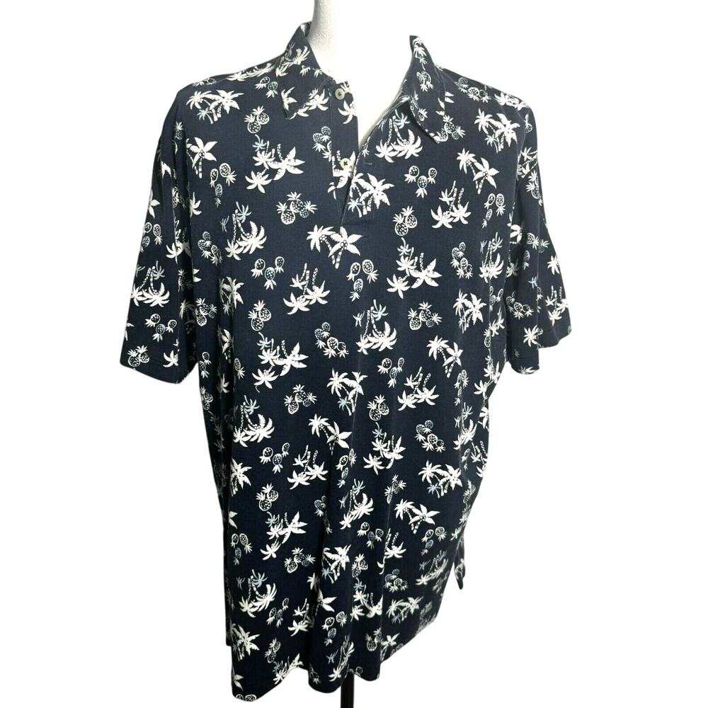 POLO RALPH LAUREN Men's XL Blue White Hawaiian Tropical Pineapple Polo Shirt